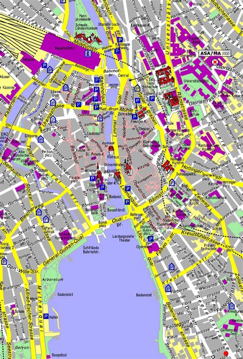 zurich switzerland city map.